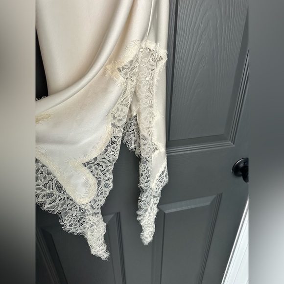 Zara ZW Collection Asymmetric Lace Satin Dress Ivory Size Small NWT - Picture 4 of 7